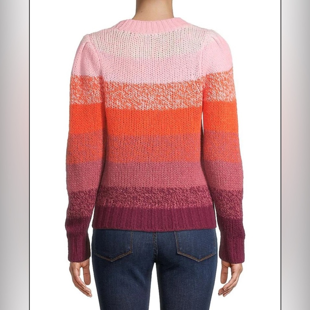 White + Warren Size S Cashmere/Wool-Silk Blend Colorful Striped Women's Sweater - Picture 2 of 11